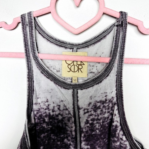 Chaser NWT Vintage Ribbed Seamed Shirttail Racerback Tank Top Cabernet Sz Medium - Picture 2 of 4